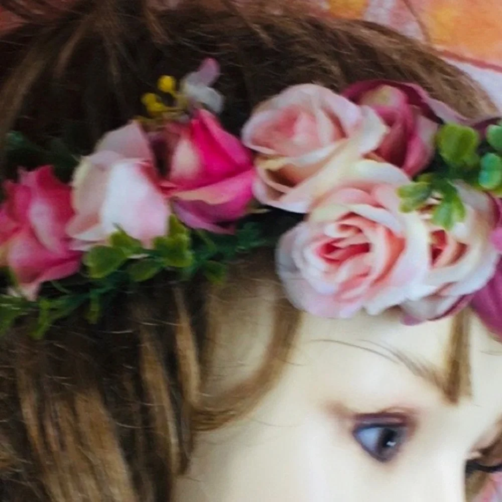 Pink and Purple Flower Crown Headband - Picture 2 of 5